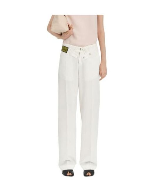 MM6 by Maison Margiela White Reverse Waistband Trousers