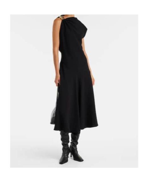 Proenza Schouler Black Rue Asymmetric Crêpe Midi Dress