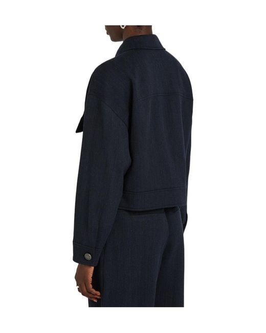Brunello Cucinelli Blue Herringbone Stretch-Wool Jacket