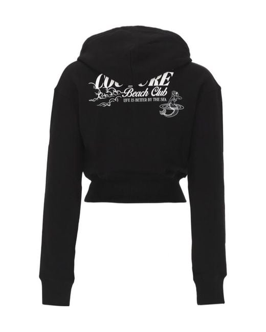 Versace Black Jeans Couture Beach Club Cropped Hoodie