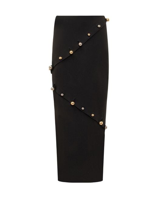 Awake Couture Black A.W.A.K.E. Mode Embellished Pencil Skirt