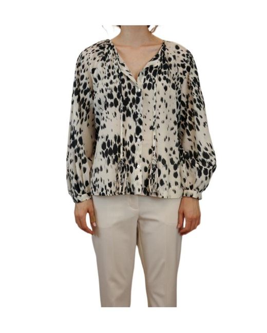 Marella Gray Printed Cotton And Silk Muslin Shirt
