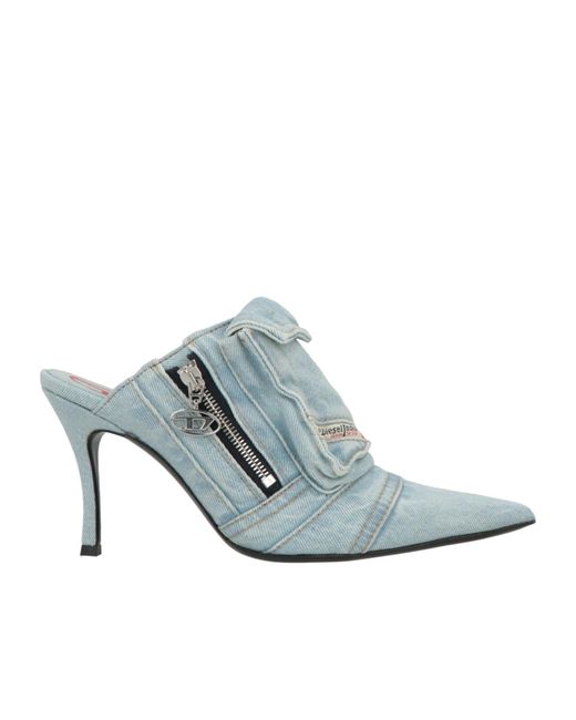 DIESEL Blue Simple Denim-Colored Mules
