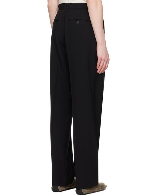 The Row Black Pleated Straight-Leg Tailored Trousers for men