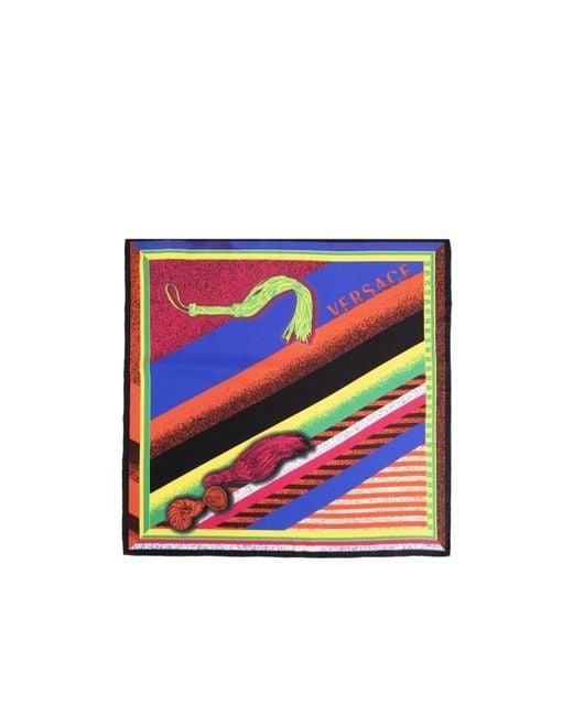 Versace White Pattern Printed Twill Scarf for men