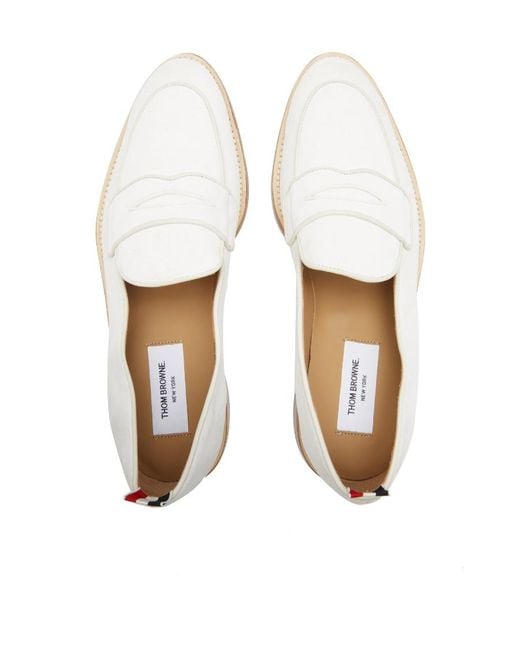 Thom Browne White Penny Loafer Shoes for men