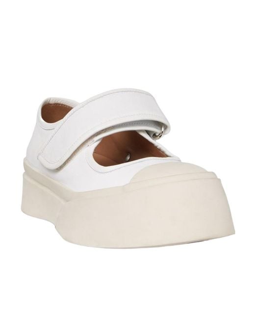 Marni White Pablo Touch Strap Low Top Sneakers
