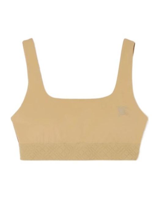 Burberry Natural Check Trim Stretch Nylon Bra Top