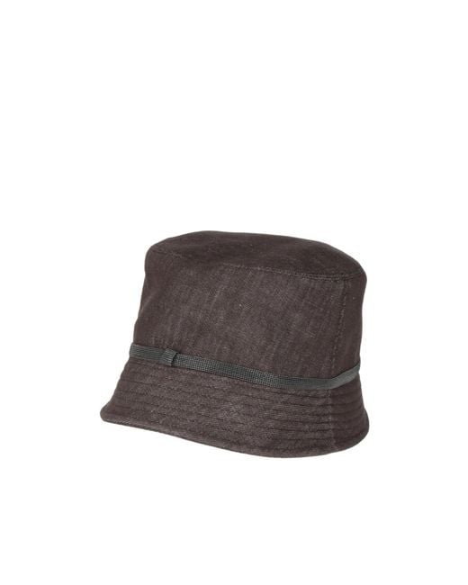 Brunello Cucinelli Brown Denim Bucket Hat