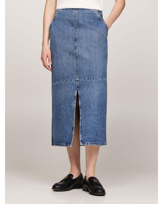 Tommy Hilfiger Blue Logo Denim Skirt