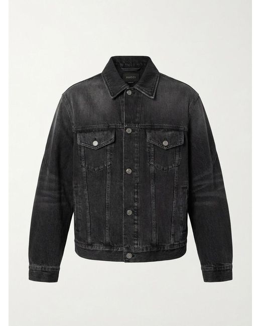 Gucci Black Washed Certified Cotton Denim Jacket for men
