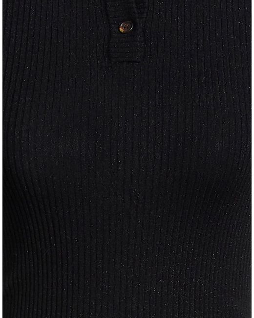 Brunello Cucinelli Black Metallic Lightweight Knit Short-Sleeve Polo Shirt