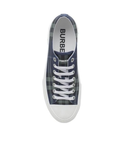Burberry Blue Checked Low-Top Sneakers for men