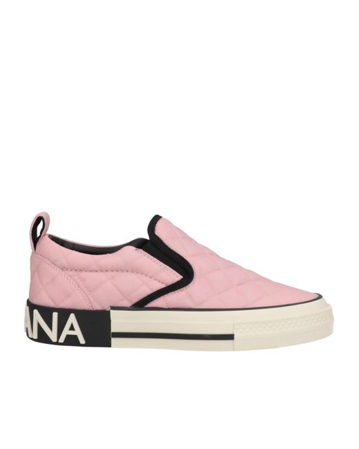 Dolce & Gabbana Pink Solid Color Round Toe Casual Shoes