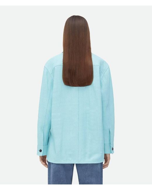 Bottega Veneta Blue Mini Intrecciato Leather Shirt