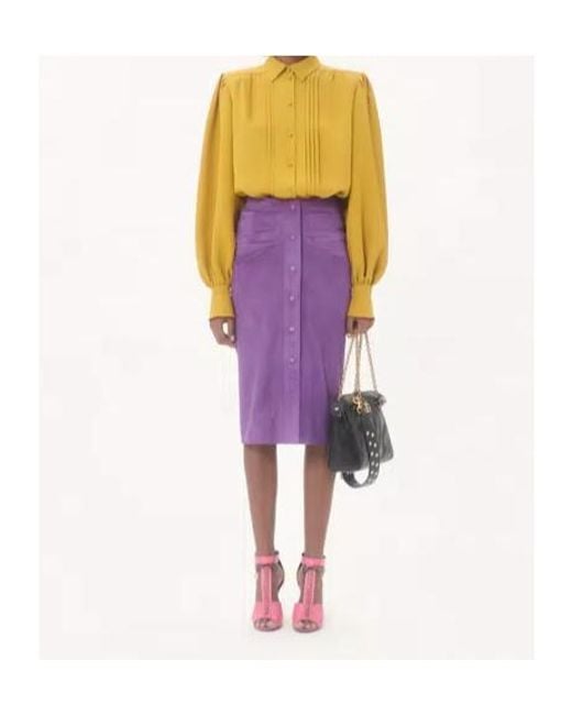 Valentino Purple Button Detailed Gathered Skirt