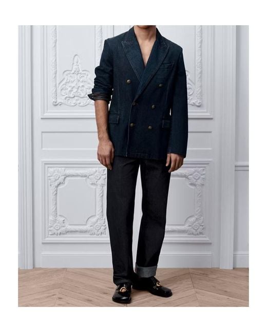 Dior Blue Double-Breasted Suit Jacket for men