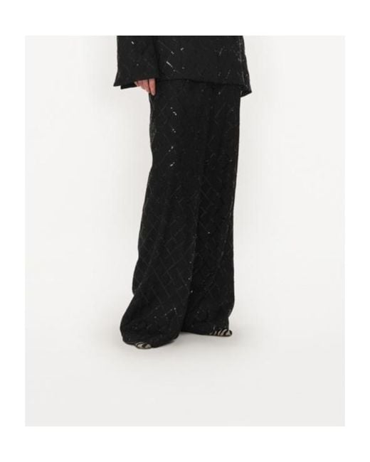 ROTATE BIRGER CHRISTENSEN Black Wide-Leg Sequined Pants