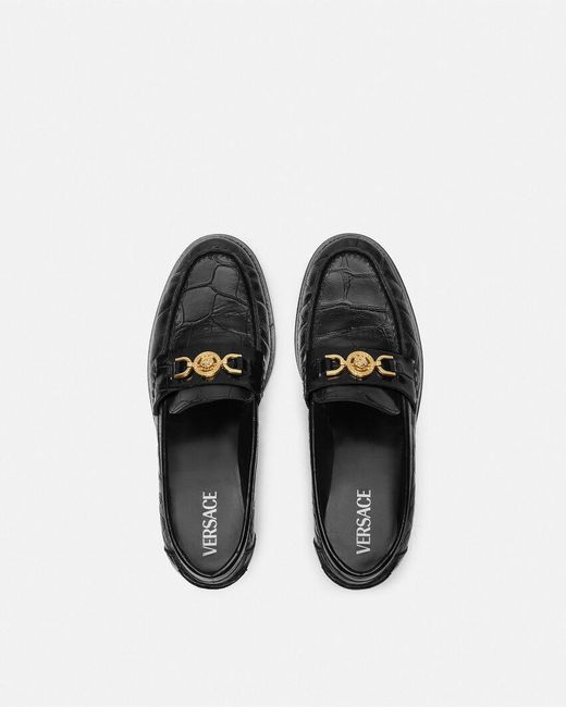 Versace Black Medusa 95 Embossed Slip-On Loafers
