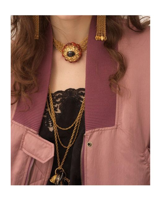 Chloé Pink Chloé Maxi-Collar Bomber Jacket