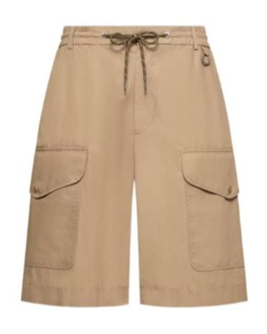 Moncler Natural Drawstring Cargo Shorts for men
