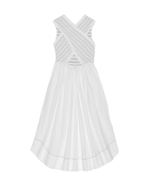 Ganni White Washed Stretch Cotton Smock Midi Dress