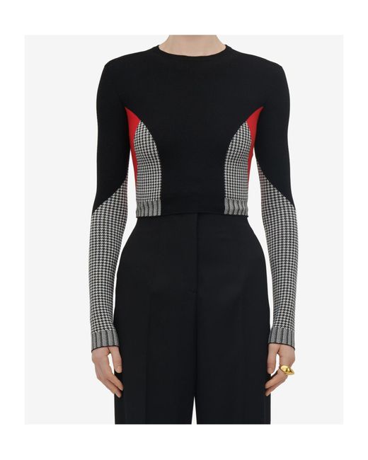 McQueen Black Dogtooth Color-Matching Pullover