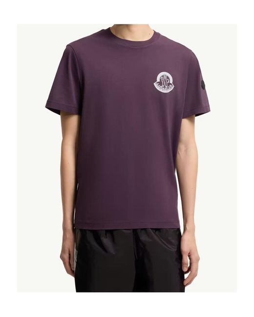 Moncler Purple Logo Cotton Jersey T-Shirt for men
