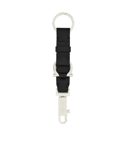 Ferragamo White Ferragamo Logo Engraved Keyring for men