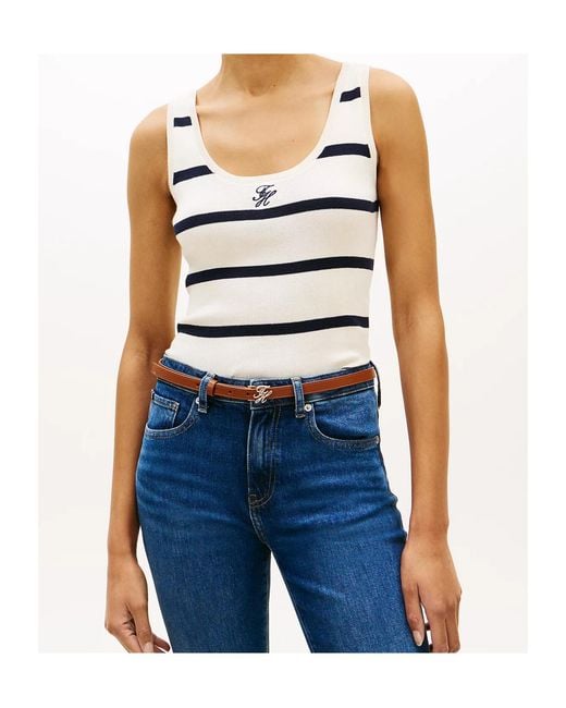 Tommy Hilfiger White Striped Tank Top