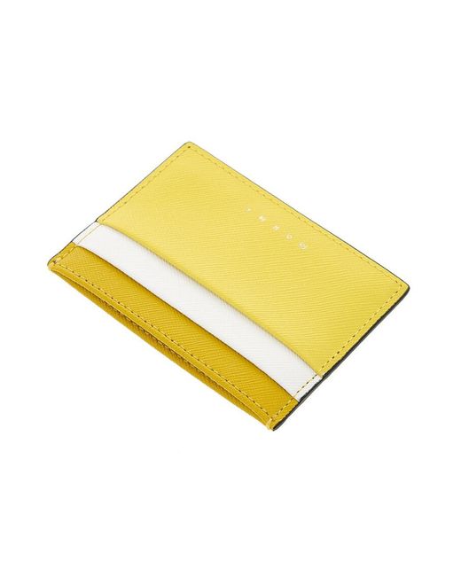 Marni Yellow Logo Printed Cardholder