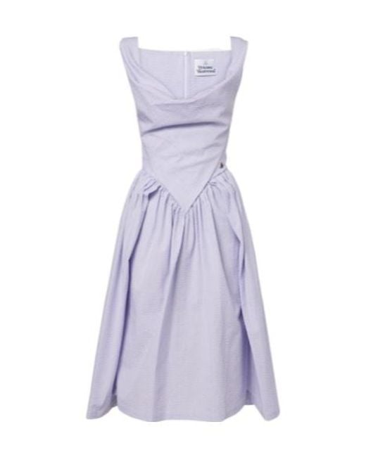 Vivienne Westwood Purple Sunday Cotton Seersucker Midi Dress