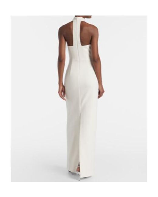 Rebecca Vallance White Starlight Embellished Halterneck Gown