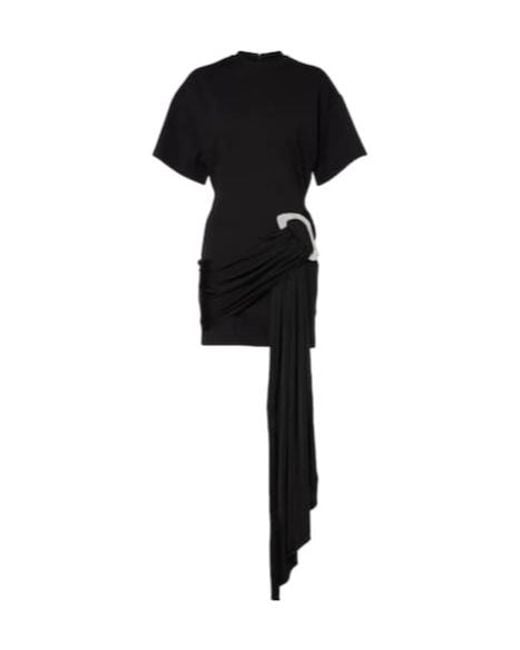 David Koma Black Embellished Draped Jersey Minidress
