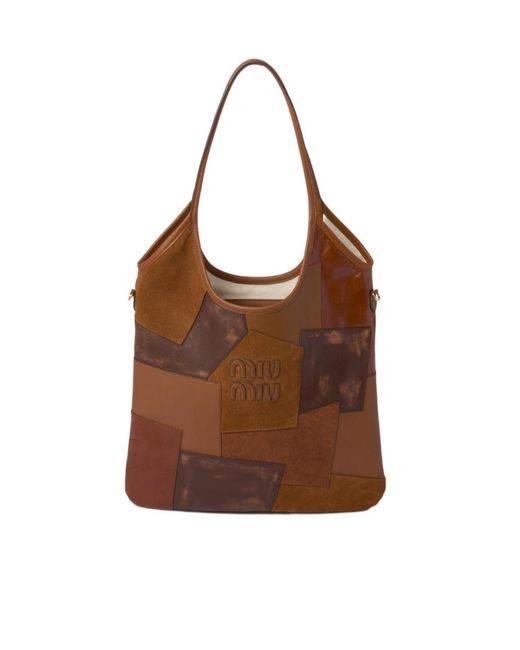 Miu Miu Brown Ivy Leather Patchwork Bag