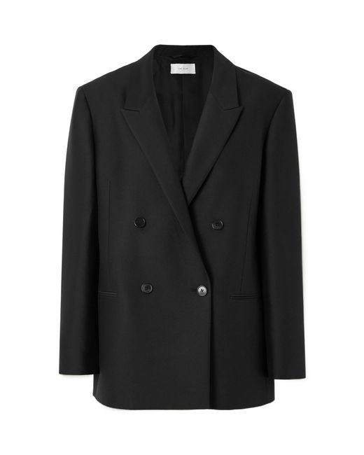 The Row Black Wilsonia Double-Breasted Wool Suit Jacket