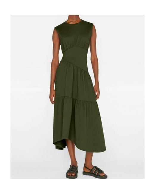 FRAME Green Round Neck Sleeveless Dress