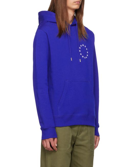 Etudes Studio Blue Europa-Print Organic Cotton Hoodie for men