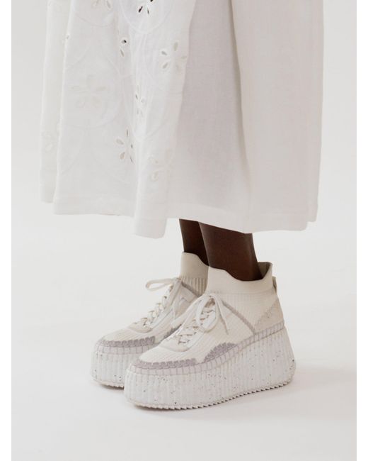 Chloé White Chloé Nama Wedge Sneakers