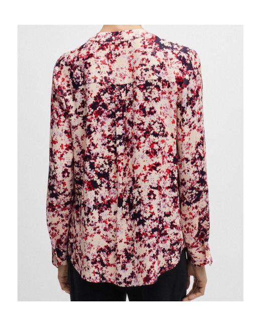 Boss Pink Floral-Print Satin Shirt
