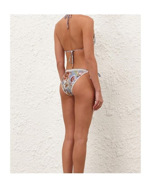 Zimmermann White Awaken Striped Crochet Bikini Top