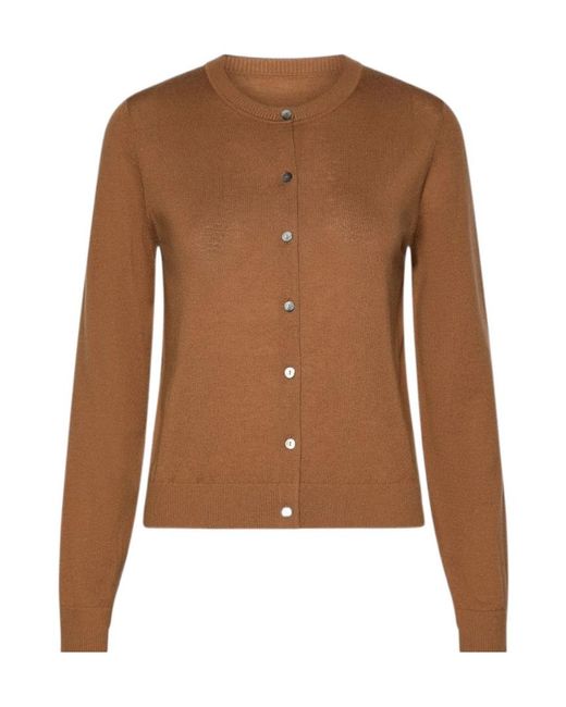 Marella Brown Button-Front Long-Sleeve Knit Top