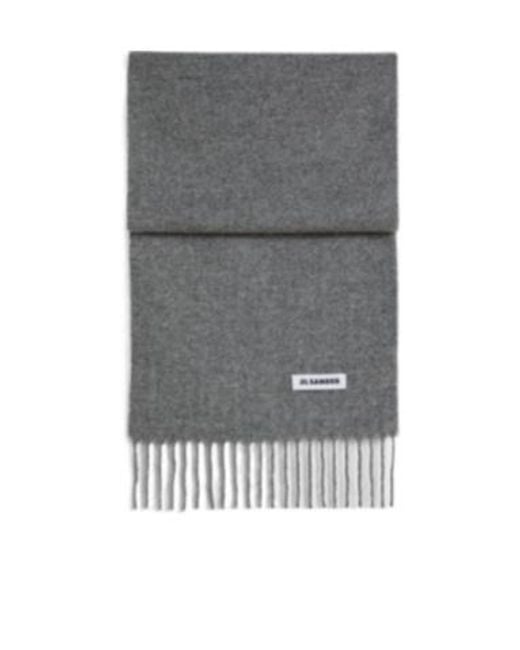 Jil Sander Gray Slim Wool Scarf for men