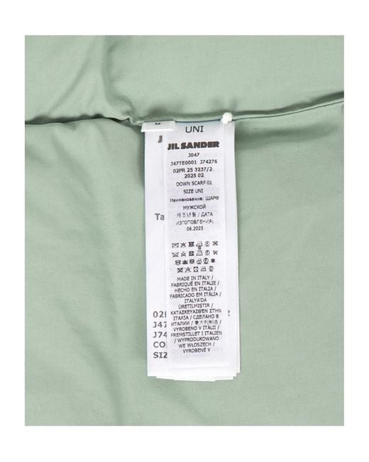 Jil Sander Green Padded Logo Scarf for men