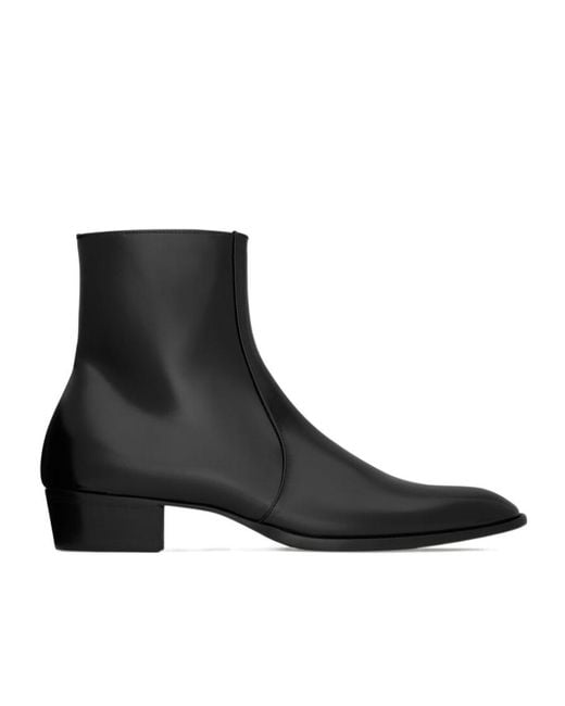 Saint Laurent Black Leather Roman Ankle Boots for men