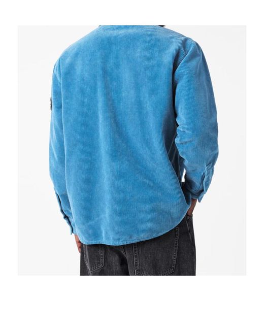 Stone Island Blue Corduroy Structured Overshirt for men