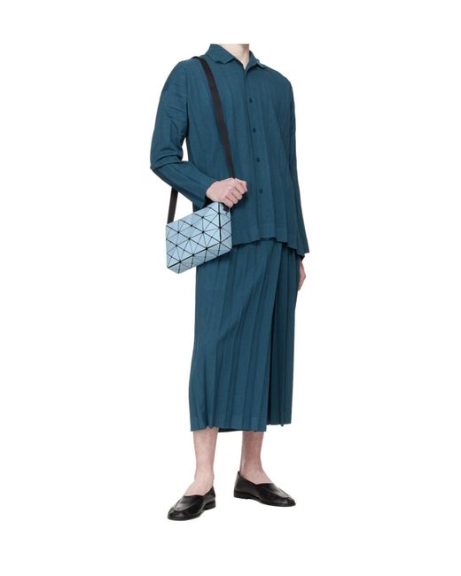 Issey Miyake Blue Geometric Pattern Shoulder Bag for men