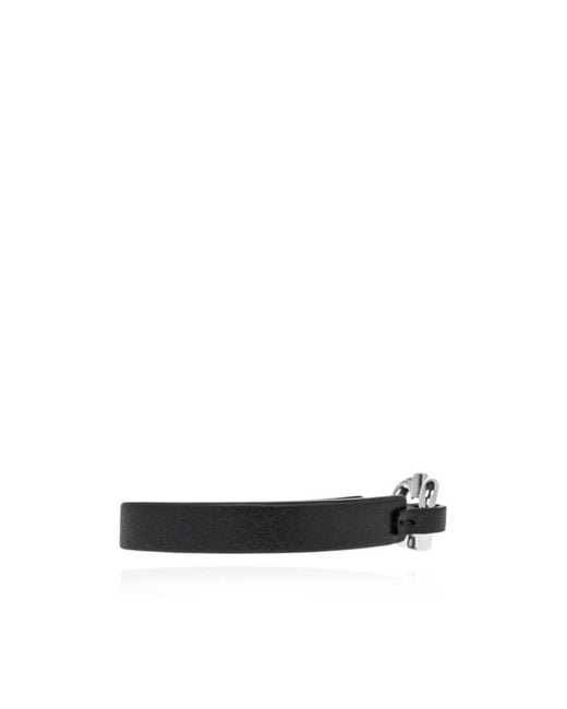 Ferragamo White Ferragamo Gancini Hook Bracelet for men