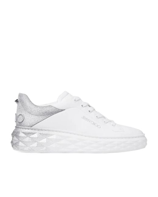 Jimmy Choo White Diamond Maxi/F Ii Leather Sneaker