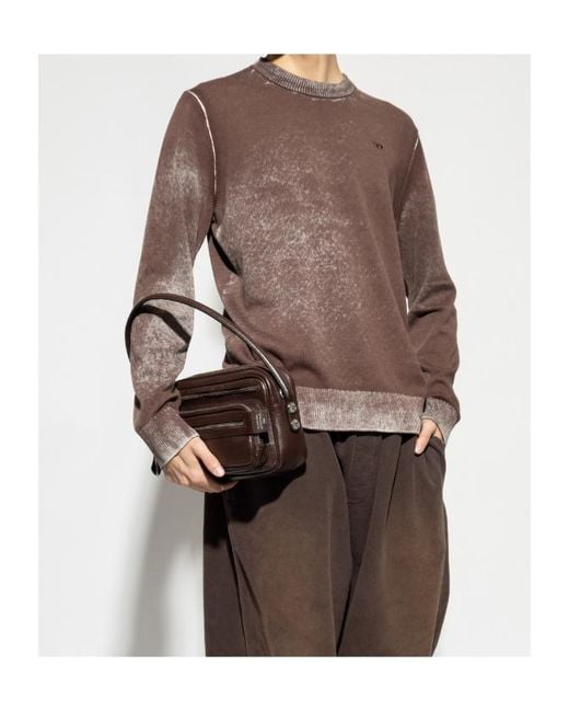 DIESEL Brown K-Laurent Logo-Embroidered Sweater for men